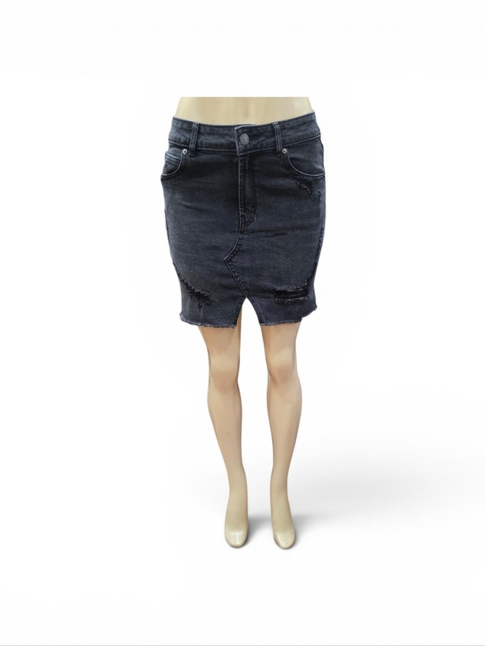 Wild Fable Denim Distressed Black Mini Skirt Sz 2